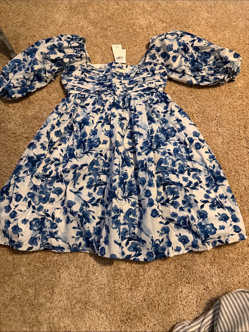 Abercrombie & Fitch White Mini Dress with Blue Floral Print